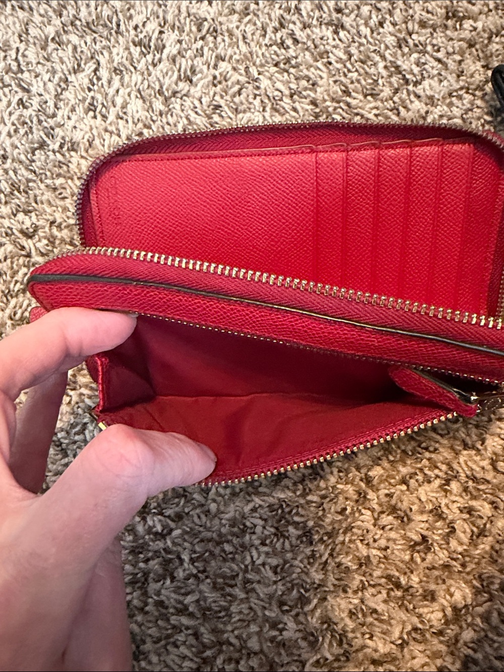Coach Red Leather Zip Wallet with Wrist Strap - Picture 6 of 7